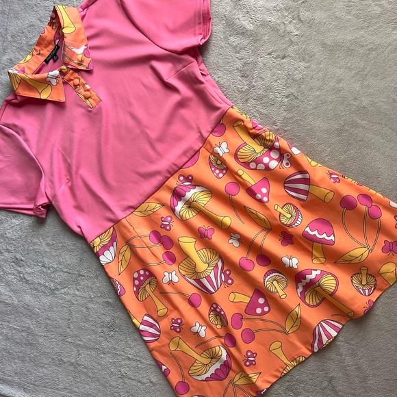 Unique Vintage Dresses & Skirts - NWT Unique Vintage Smak Parlour Retro Mod 60s Mushroom Cherry Collared Dress XL
